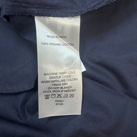 NWT Quince Organic Cotton Poplin Drop Waist Shirt Dress Navy XS - Picture 6 of 7